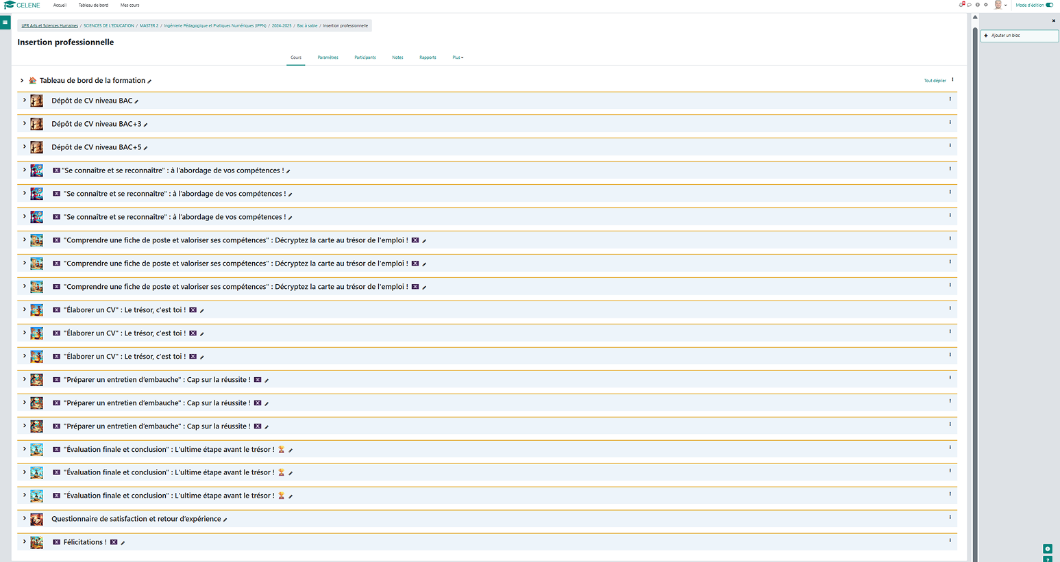 Exemple de plateforme d’apprentissage Moodle ou autre LMS